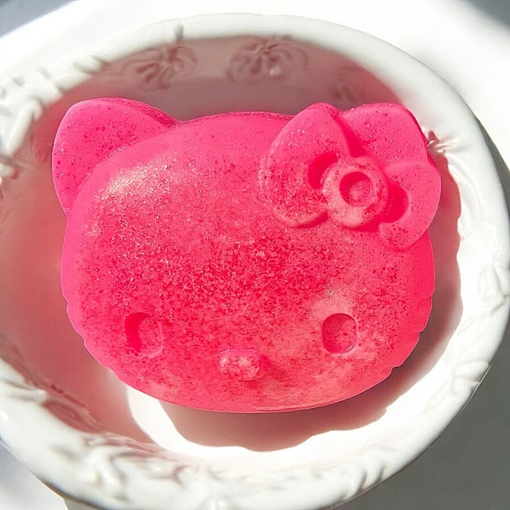 Cherry lime SHIMMER soap hello kitty with goat milk & coconut oil 3x2in 5oz